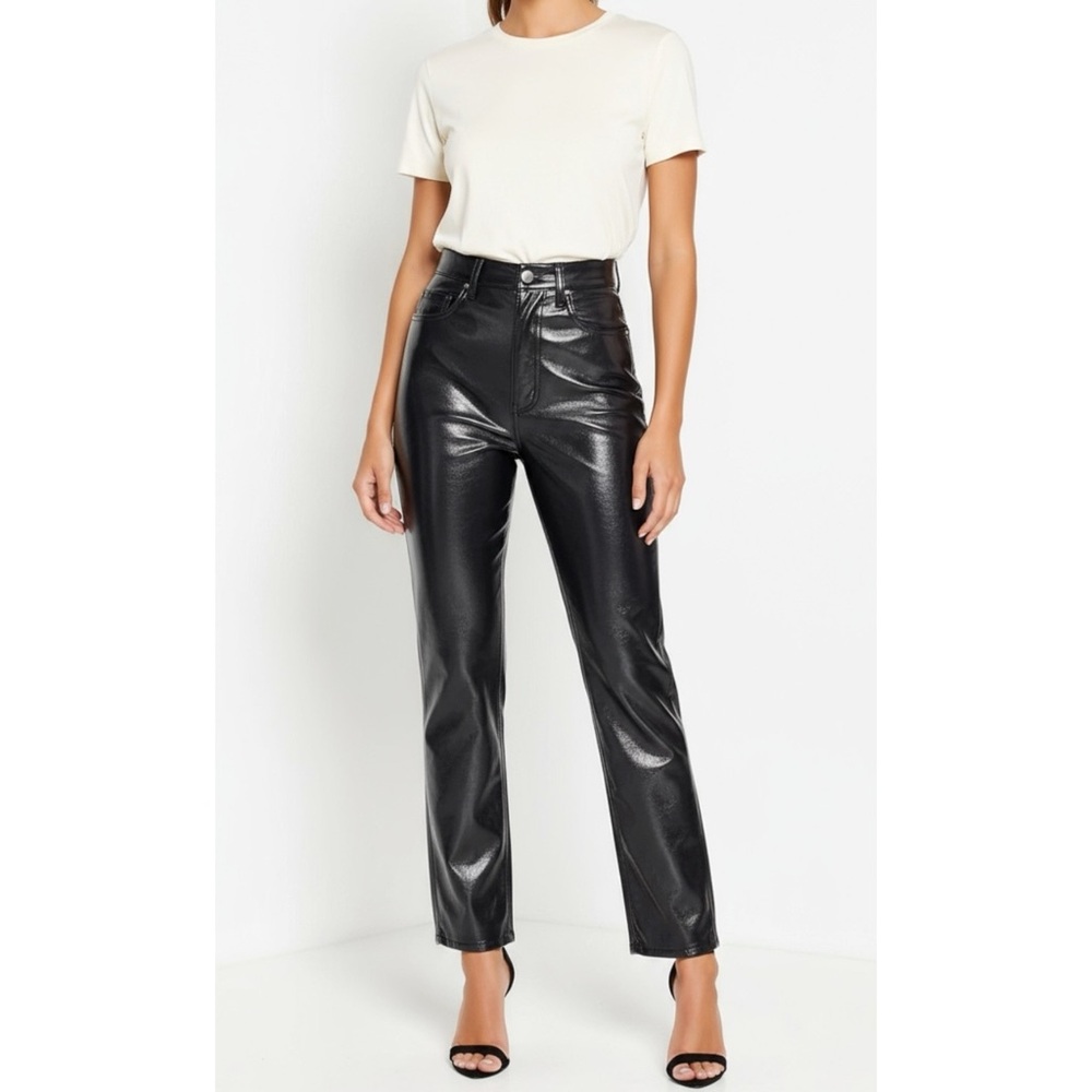 AGOLDE Recycled Leather 90's Pinch Waist Jeans, Shadow Patent, 24”